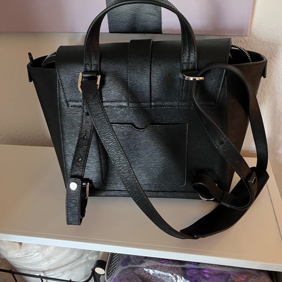 COPY - Senreve Midi Maestra in Onyx Mimosa Leather with Silver Hardware